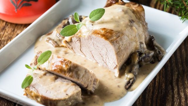 Reteta Muschiulet De Porc Cu Sos De Ciuperci, Masline Si Piure